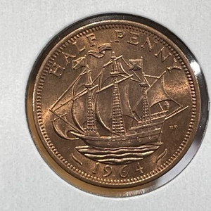 1964 Great Britain Half Penny BU Gem Brilliant Uncirculated F3256 - Picture 1 of 2