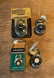 Vintage gehärteter Stahl MASTER LOCK Zahlen-Vorhängeschloss 3 Stück mit Kombinationen - Bild 1 von 8