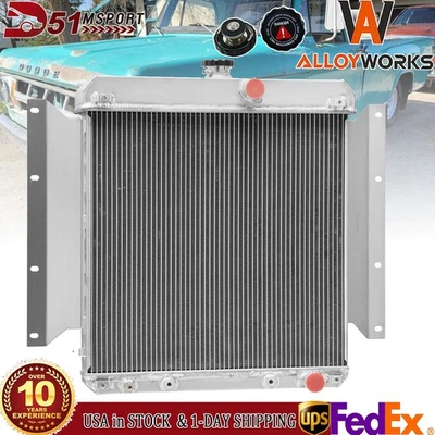 4 Row Aluminum Radiator For 1961-1969 Dodge D100 Series Pickup L6 2.8 3.7L AT - Image 1 of 4