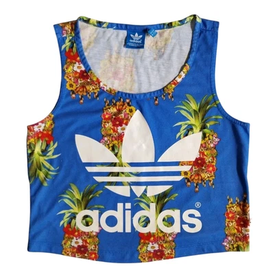 Adidas Originales Farm Rio Chaleco Camiseta sin Mangas Mujer 6 Azul Tropical Piña Floral Foto 1 de 4