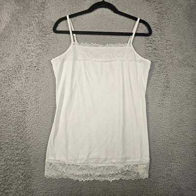 Vtg Maurices Lace Trim Cami Womens L Satin Y2K Fairy Coquette Soft Girl 90s - Image 1 of 4