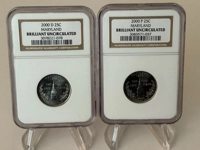 2000 P & D Maryland Quarter NGC Certified Brilliant Unc. 🔥2-COIN SET 🔥 - Image 1 of 4