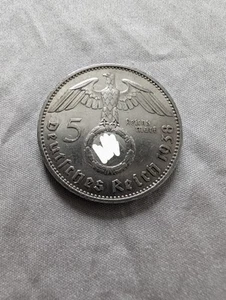 5 Mark 1938 A, Hindenburg mit HK Reichsmark, 3. Reich - Bild 1 von 2