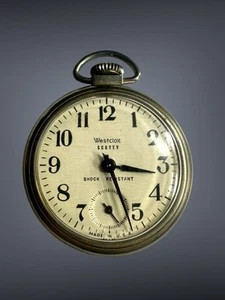 Vintage 1950s Westclox Scotty Silver Tone Pocket Watch USA Working Properly - Picture 1 of 4
