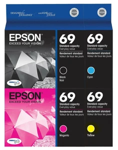 Confezione da 4 cartucce di inchiostro originali Epson 69 per Stylus CX7450 NX105 NX110 NX115 NX215 - Foto 1 di 1