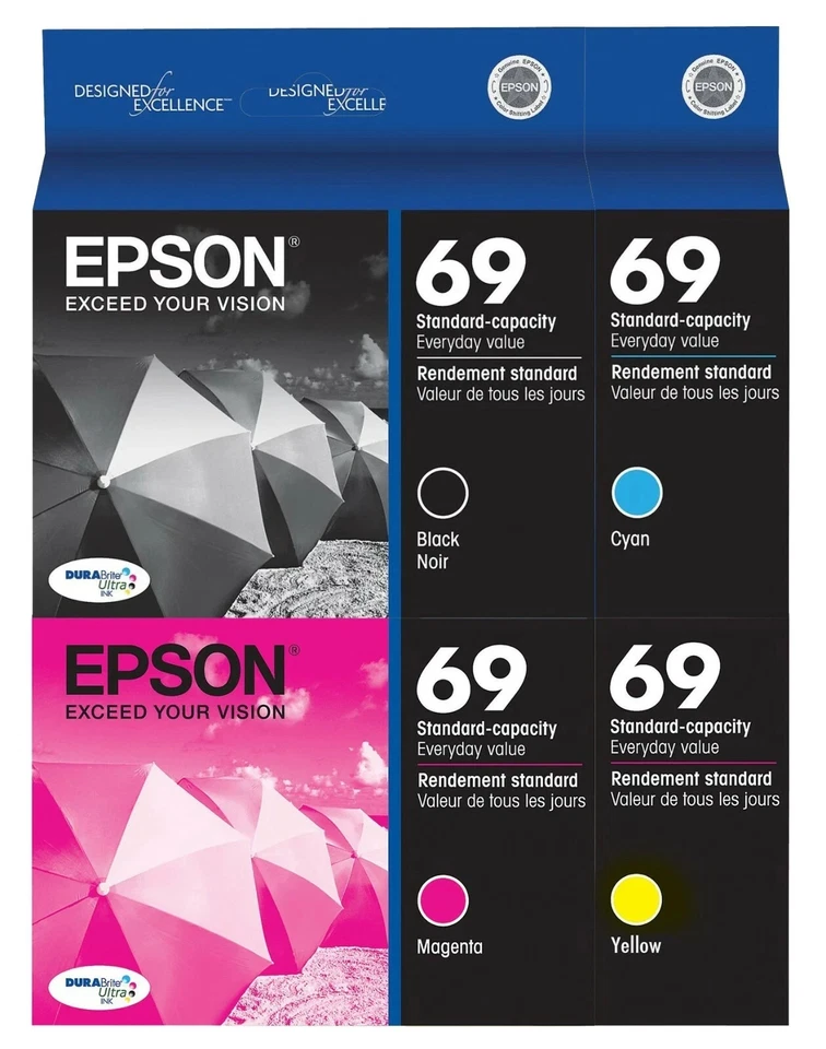GENUINE Epson 69 Ink Cartridge 4 Pack for Stylus CX7450 NX105 NX110 NX115 NX215  - Image 1 of 1