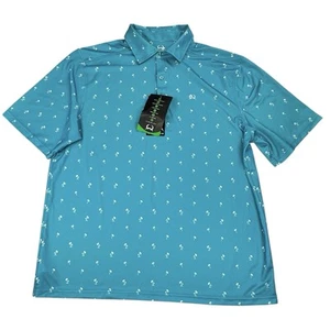Cinch arena flex polo shirt mens Large Blue palm tree stretch performance NWT - Picture 1 of 18