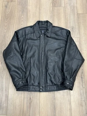 Croft & Barrow Chaqueta de Cuero Negra Cremallera Completa Hombre Grande Bombardero Acolchado Forrado Foto 1 de 4