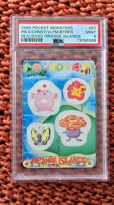 Pokemon Japanese Sealdass Orange Islands 01 Pikachu Chansey 1999 PSA 9  - Image 1 of 2