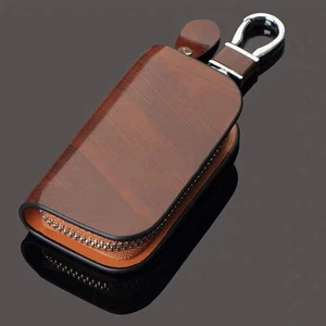 For Chevrolet Brown Wood Grain Leather Cover Auto Car Remote Key Fob Case Bag - Picture 1 of 8
