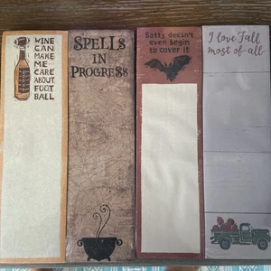 4 Primitives By Kathy Halloween Football Fall List Notepad Sticky Note Magnet - Picture 1 of 10