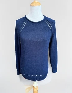 Suéter Pullover Elástico Mezcla de Nailon Algodón Azul Marino J.Crew Factory Para Mujer Talla M - Imagen 1 de 11