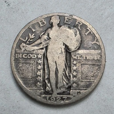 Vintage 1927 Standing Liberty Silver Quarter Philadelphia Circulated Coin - Image 1 of 4