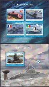 GS1232 2019 MALEDIVEN U-BOOTE MILITÄR MARINE ATOMSCHIFFE #8940-43+BL1446 MNH - Bild 1 von 1