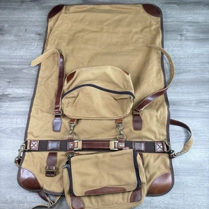 Bolso de Viaje Duluth Trading Co Ropa Marrón Lona Cuero Borde con Bolsas de Accesorios - Imagen 1 de 24