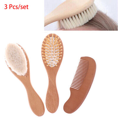 3Pcs Wooden Baby Hair Brush Comb For Newborns Toddlers Hairbrush Head Mass~AUYK • 14.98$