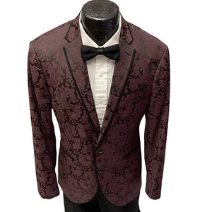 50’s Style ROCKABILLY Jacket Kenneth Cole PLUM FORMAL BAROQUE Tux Prom Tuxedo 38 - Picture 1 of 10