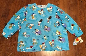 Snoopy Scrub Jacket Uniform 3XL NWT Nurse Vet Medical PEANUTS Blue Multicultural - Picture 1 of 10