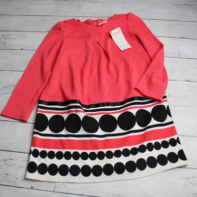 Gymboree Girl's Ponte Dress Size 5 5T Coral Black Long Sleeves - Image 1 of 4