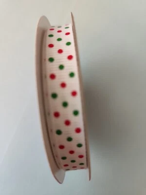 Celebrate It Holiday Ribbon Bow-Tique - Polka Dots Red  & Green 3 Yd. x 3/8" - Image 1 of 3