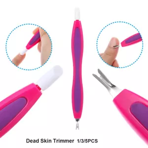 Pusher Manicure Tool Nail Art Fork Nipper Cuticle Remover Dead Skin Trimmer - Picture 1 of 13