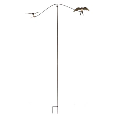 Swallow Wind Spinner Bird Garden Stake Ornament Lawn Metal Gift 1.5m Tall Decor - Image 1 of 4