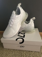 New! Nike Air Max 270 Triple White mesh running shoes Men's 10.5 (AH8050-101)
