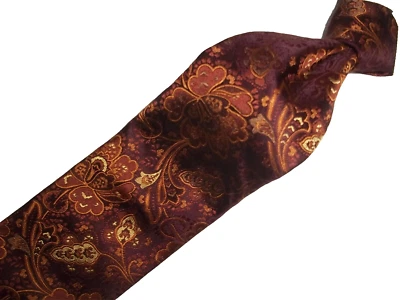 ((全新 IKE Behar 棕色多色花卉丝绸领带 57"L x 3.75W" — 第 1/4 张图片