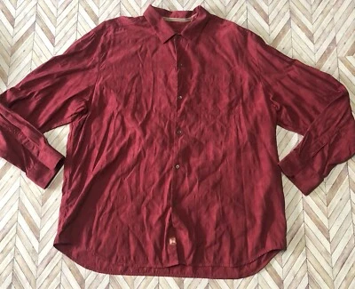 Camisa Tommy Bahama para hombre manga larga con botones mezcla de seda. Rojo. Talla XXL Foto 1 de 4
