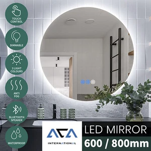 LED Bathroom Mirror Makeup Anti-Fog Wall Mounted Round Vanity Mirrors 800/600mm - Picture 1 of 12