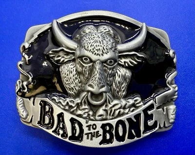 Fivela de cinto Bad to the Bone Longhorn Cow Bull Head Steer Western Cowboys Diabo - Imagem 1 de 4