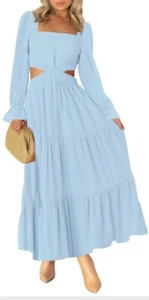Merokeety Women's Tiered Cutout Maxi Dress  Mediium Party Casual Chic Blue 2024 - Picture 1 of 2