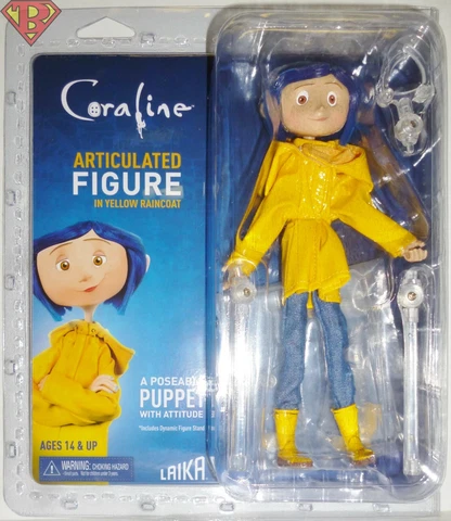 CORALINE YELLOW RAINCOAT 7" inch Poseable Articulated Doll Figure Neca MINT 2019 Cover