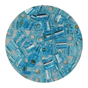Cuentas cuadradas de vidrio Japón 4 mm cubo Miyuki forrado en plata Aqua - Imagen 1 de 2
