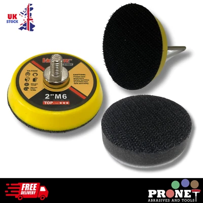 PRONET ABRASIVES Pad di supporto 2" - tampone di levigatura 50 mm - con gambo 3 mm e pad di interfaccia - P&P gratuito
