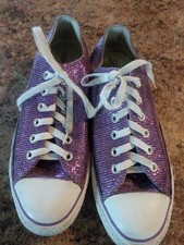 womens converse purple all star glitter ox trainers