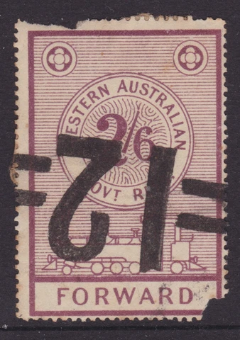 Western Australia 1907 2/6d Brown Government Railways FORWARD STAMP (NF82B) Cover