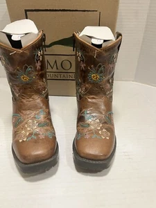 Smoky Mountain Boots Little Girl's SZ 9 Brown Leather Floral Western Boots - Picture 1 of 8