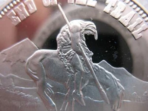1 OZ .999 SILVER 1996 END OF THE TRAIL STURGIS MOTORCYCLE-HARLEY RALLY COIN+GOLD - Picture 1 of 12