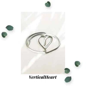 Adjustable Vertical Heart Ring - Sterling Silver - Picture 1 of 4