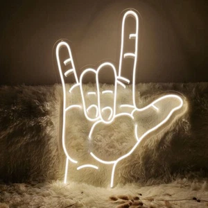 Love You Sign, Hand Sign, Romantic Neon Sign, Sign Language Gift,I Love You Sign - Picture 1 of 6