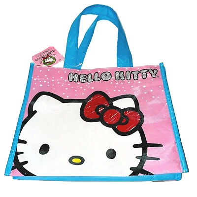 Bolso de Mano Hello Kitty Reutilizable 2014 Sanrio Llevar Todo Lindo Plástico Rosa Azul z Foto 1 de 4