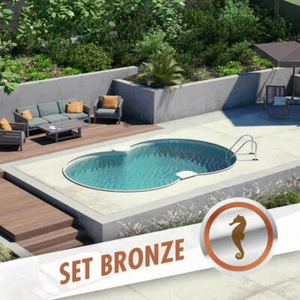 Bronze Set 5,25 x 3,20 x 1,35 m achtförmiger Pool eingelassen Folie sand 0,8 mm - Bild 1 von 11