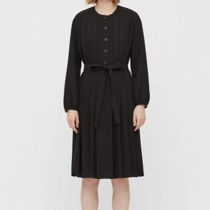 UNIQLO JW Anderson JWA Belted Pleated Long Sleeve Dress in Black Large L - Picture 1 of 1