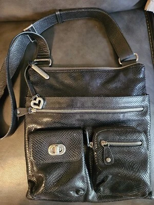 Bolso Bandolera Organizador Multi Compartimento Piel Serpiente Imitación Cuero Negro Brighton Foto 1 de 4