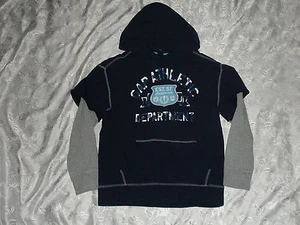 Boys GAP KIDS Navy Blue Hoodie HOODED SWEATSHIRT / Top Sz 10 Mock Layer Sleeve - Picture 1 of 1