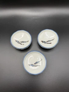 Small Ceramic Trinket Or Condiment Dishes Fish Design Set Of 3 - Picture 1 of 9