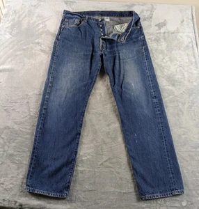 Vintage Levis 501 Jeans Mens 38x32 Blue Button Fly Dark Wash Faded Stains Y2K - Picture 1 of 24