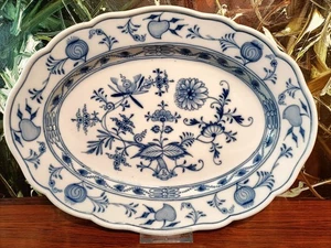 MEISSEN, Zwiebelmuster, antike ovale Platte 34cm x 26cm Knaufzeit - Picture 1 of 4