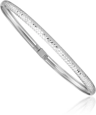 14K Solid White Gold Flexible Bangle Bracelet - Image 1 of 4